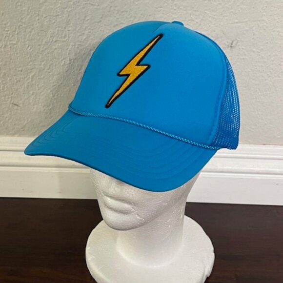 Aviator Nation Lightning Bolt Teal Blue Snapback Trucker Hat - Picture 1 of 8